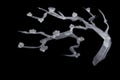 Modern hand drawn silver tree on black paper. Abstract silver tree metallic color painting. Contemporary metallic color