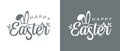A modern handwritten happy easter typography design featuring a bunny ears element Royalty Free Stock Photo