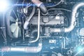 Modern harvester or car engine or motor, top view Royalty Free Stock Photo