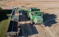 A modern harvester at the wheat harvest