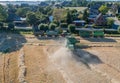 A modern harvester at the wheat harvest