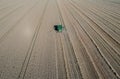 A modern harvester at the wheat harvest