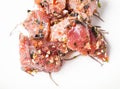 Modern Hawaiian Poke Raw Fish Prepared with Onions and Seaweed Royalty Free Stock Photo