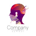 Modern head logo of Company Brand . Profile Human with keyhole . Fluid style. Logotype in vector. Design concept