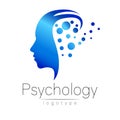 Modern head logo of Psychology. Profile Human. Creative style.