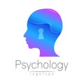 Modern head logo of Psychology. Profile Human. Creative style.