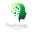 Modern head logo of Psychology. Profile Human. Creative style.