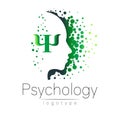 Modern head logo of Psychology. Profile Human.