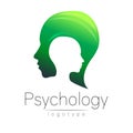 Modern head logo of Psychology. Profile Human. Creative style