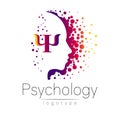 Modern head logo of Psychology. Profile Human.