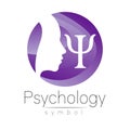 Modern head Logo sign of Psychology. Profile Human. Letter Psi. Creative style. Symbol in vector. Design concept. Brand Royalty Free Stock Photo