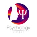 Modern head Logo sign of Psychology. Profile Human. Letter Psi. Creative style. Royalty Free Stock Photo