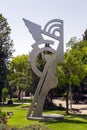 Modern Head metal sculpture by Roy Lichtenstein in Daniel Garden, Kikar Safra Square, Jerusalem, Israel