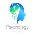 Modern head sign of Psychology. Profile Human. Letter Psi. Creative style. Symbol in vector. Design concept. Brand