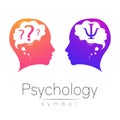 Modern head sign of Psychology. Profile Human. Letter Psi. Creative style. Symbol in vector. Design concept. Brand Royalty Free Stock Photo