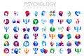 Modern head sign Set of Psychology. Profile Human. Creative style. Symbol in vector. Design concept. Brand company Royalty Free Stock Photo