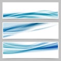 Modern header set with abstract blue wave lines Royalty Free Stock Photo