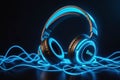 Modern headphone set with waves Royalty Free Stock Photo