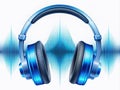 Modern Headphones with Dynamic Blue Sound Waves: A Vector Illustration for Audio Visual Design Royalty Free Stock Photo