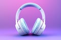 Modern headphones on purple background