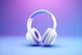 Modern headphones on purple background