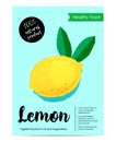 Modern healthy food poster with lemon.