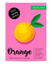 Modern healthy food poster with orange.