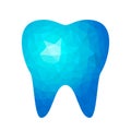 Modern healthy tooth icon in linear polygonal style