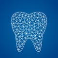 Modern healthy tooth icon in linear polygonal style