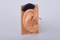 Modern hearing aids on white background Royalty Free Stock Photo