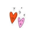 Modern heart face eye fashion Valentines stylish freaky cool funny doodle sticker. Hand-drawn hearts set. Banner icon Royalty Free Stock Photo