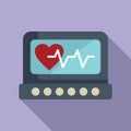 Modern heart monitor icon flat vector. Body people person