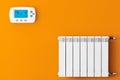 Modern Heating Radiator with Programming Thermostat Royalty Free Stock Photo