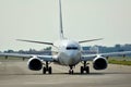 Front view of plane before takeoff Royalty Free Stock Photo