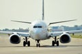 Front view of plane before takeoff Royalty Free Stock Photo