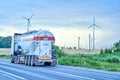 Modern heavy truck moving on the highway