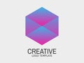 Modern hexagon logo. Abstract hexagonal logotype. Violet and blue concept. Design element for website, business card or