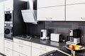 Modern hi-tek kitchen, clean interior design Royalty Free Stock Photo