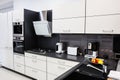Modern hi-tek kitchen, clean interior design Royalty Free Stock Photo