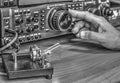 High frequency radio amateur transceiver in black and white Royalty Free Stock Photo