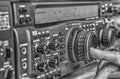 High frequency radio amateur transceiver in black and white Royalty Free Stock Photo