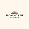 Modern HIGH NORTH sunrise mountain Logo design Royalty Free Stock Photo