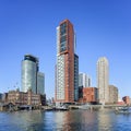 Modern high rise buildings at Kop van Zuid, Rotterdam, netherlands