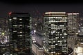 Modern high rise buildings at night in Osaka, Japan Royalty Free Stock Photo