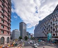 The modern high-rise buildings and road junctions surroundings the Osaka station. Japan Royalty Free Stock Photo