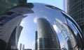 Modern high-rise buildings, skyscrapers, towers and blue sky are reflected in a mirrored spherical surface, Moscow City Royalty Free Stock Photo