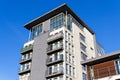 Modern high rise flats at new development on waterfront Royalty Free Stock Photo