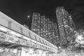 High rise residential building in Hong Kong city at night Royalty Free Stock Photo