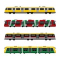 Modern high speed city subway trains vector set