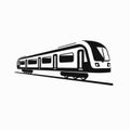 Modern high speed passenger train vector minimalist illustration silhouette Royalty Free Stock Photo